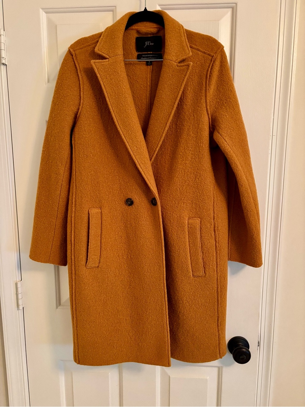 J.Crew Boiled Wool Double-Breasted Coat | Size 8 | Camel